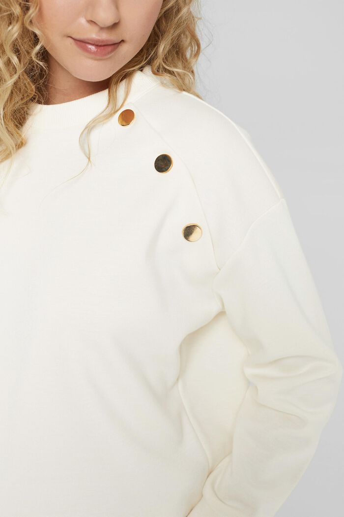 Sweatshirt med knapdetalje, OFF WHITE, detail image number 2