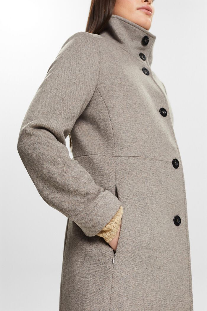 Frakke i børstet uld, TAUPE, detail image number 4