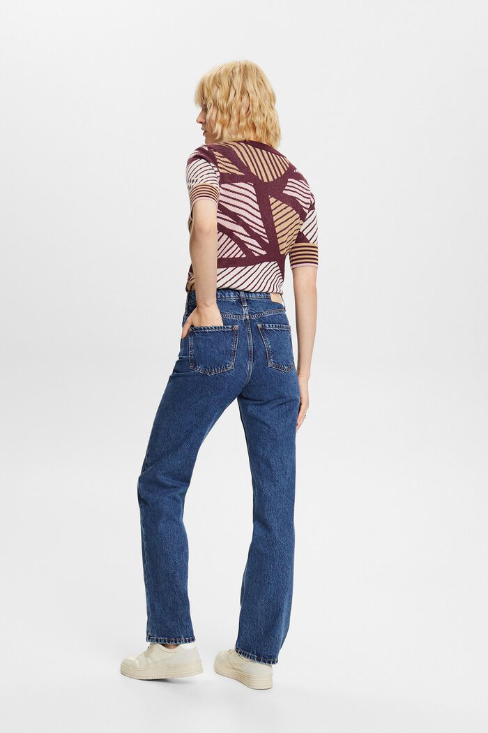 Lige retro-jeans med høj talje, BLUE MEDIUM WASHED, detail image number 3
