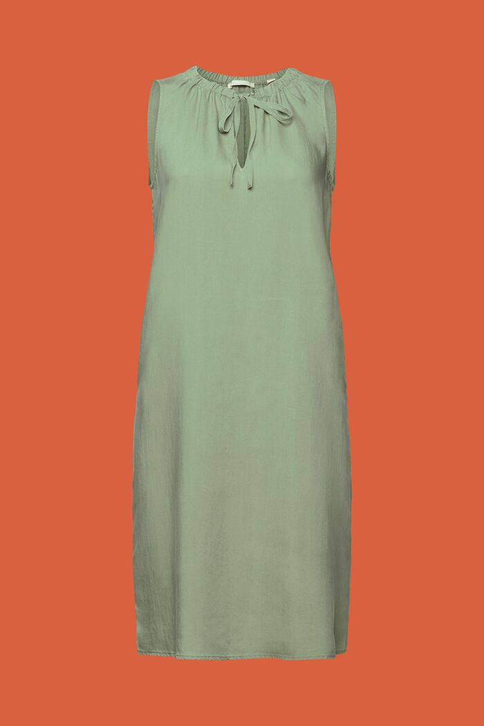 Ærmeløs kjole med elastisk krave, PALE KHAKI, detail image number 6