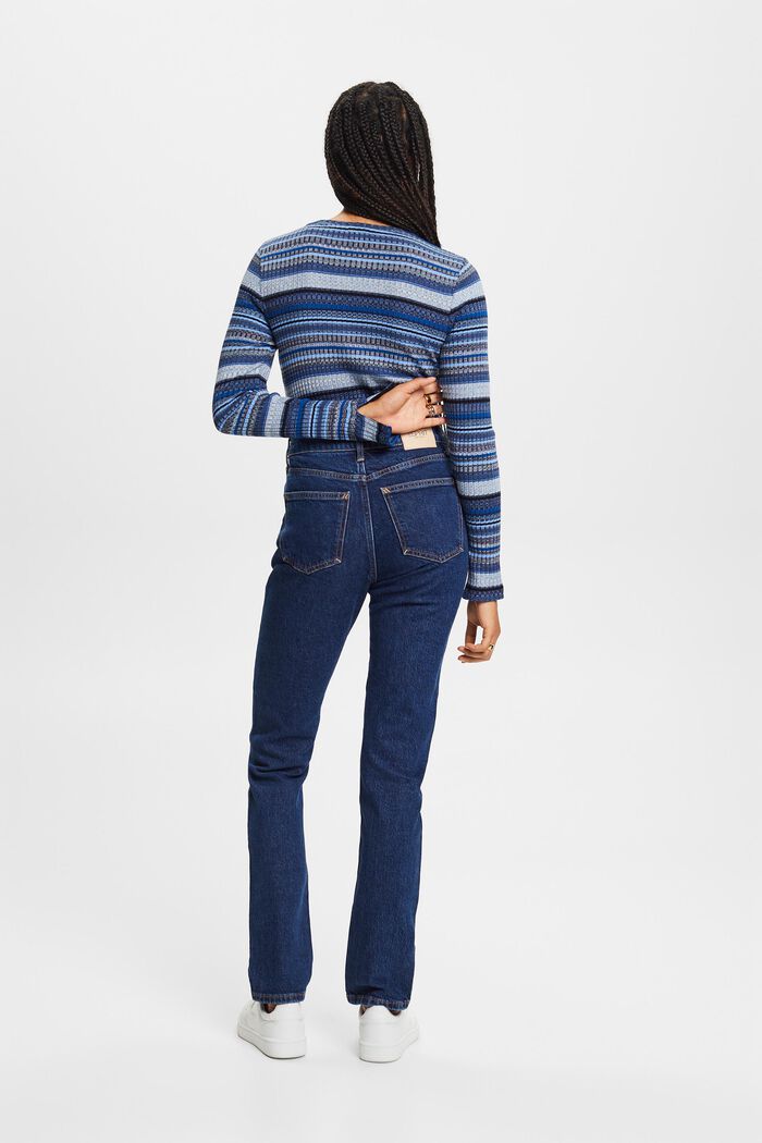 Retro slim-jeans med høj talje, BLUE MEDIUM WASHED, detail image number 3