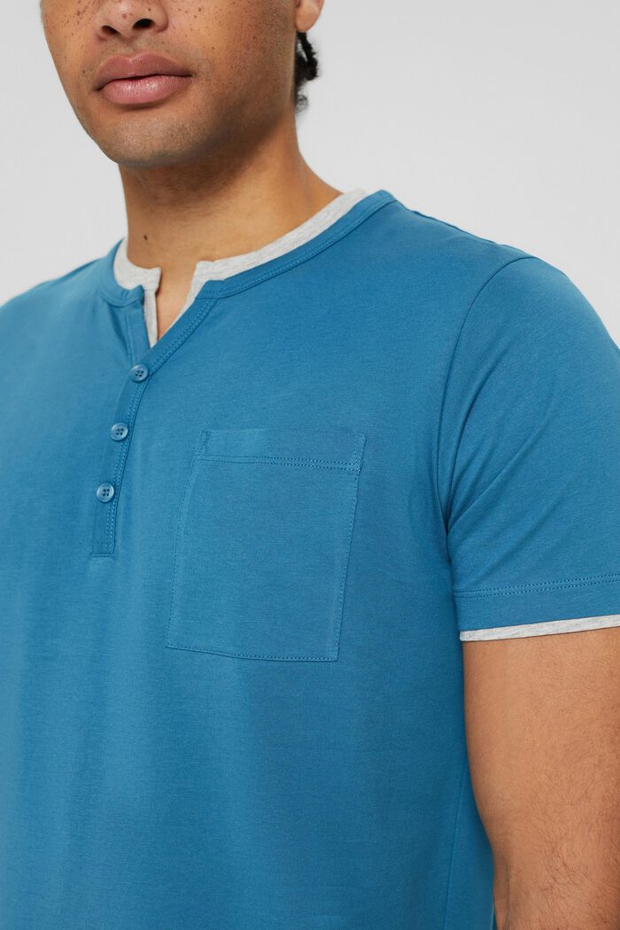 Jersey-T-shirt med lag på lag-detaljer, PETROL BLUE, detail image number 1