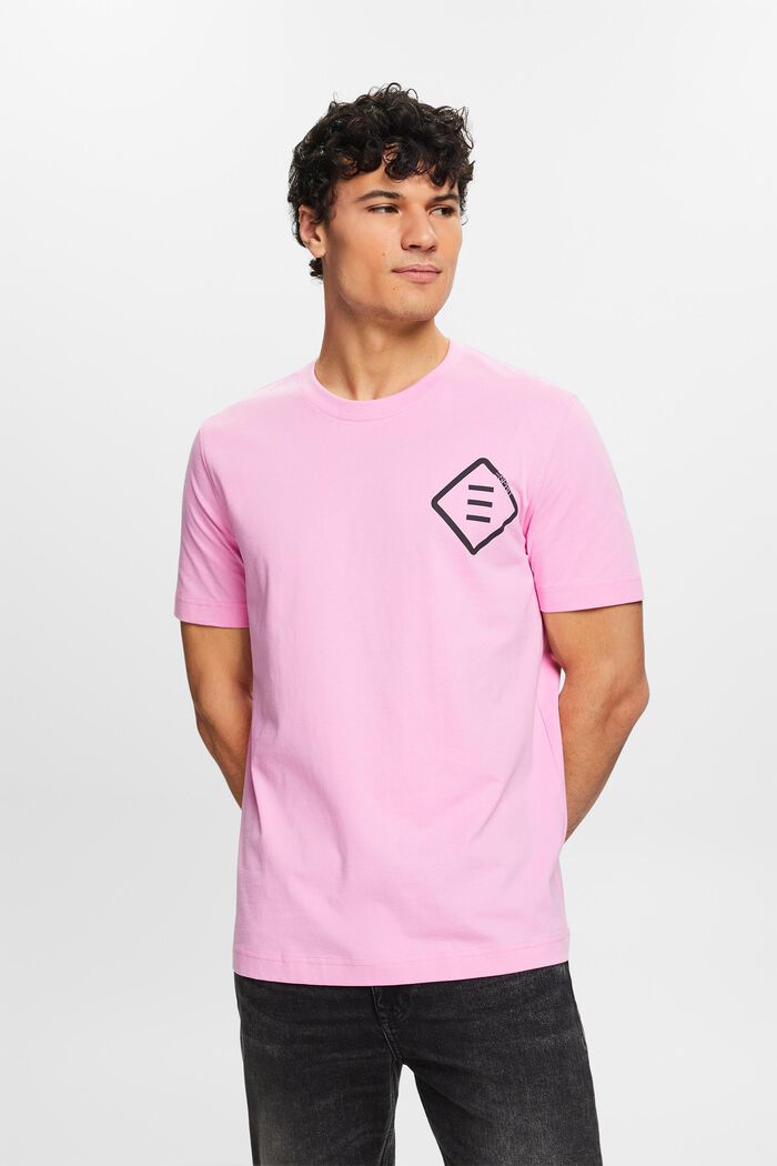 T-shirt i bomuldsjersey med logo, PINK, detail image number 4