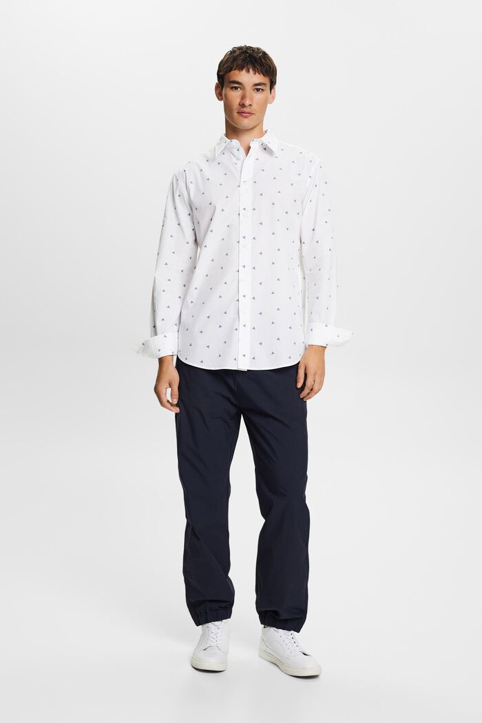 Mønstret skjorte, 100 % bomuld, NEW WHITE, detail image number 0