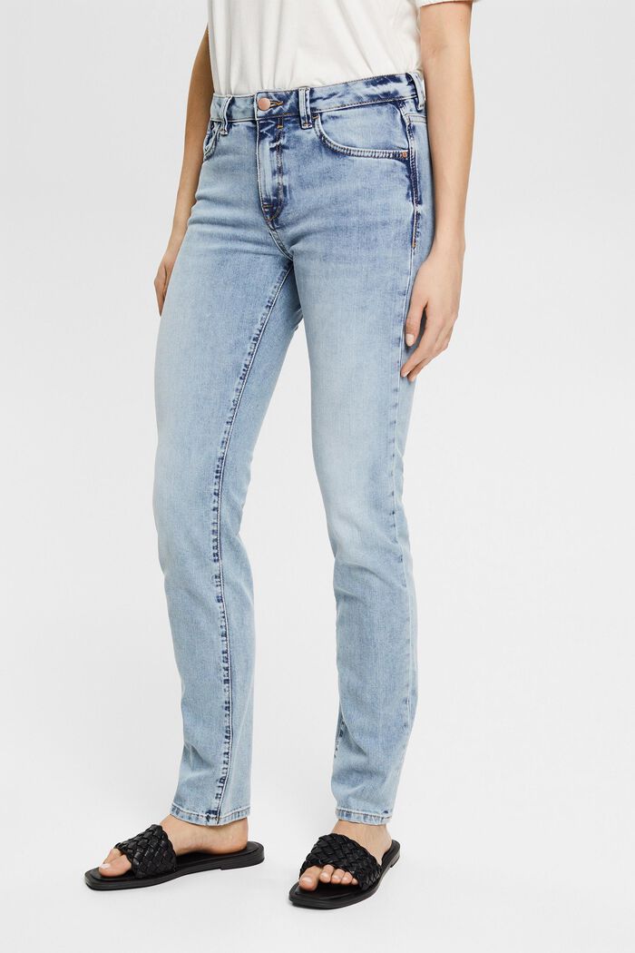 Smalle jeans med stretch, BLUE LIGHT WASHED, detail image number 0