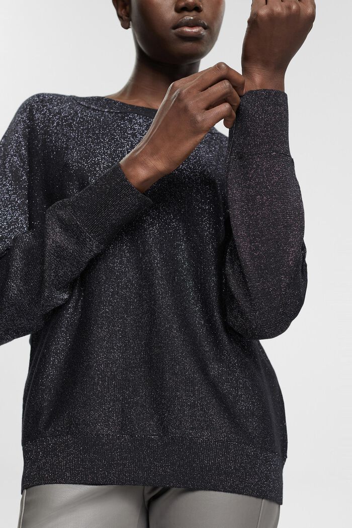 Sweater med glimmereffekt, BLACK, detail image number 4