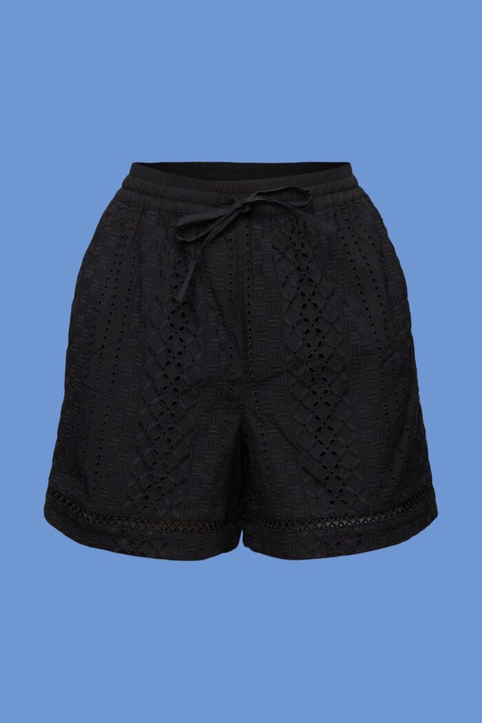 Broderede shorts, LENZING™ ECOVERO™, BLACK, detail image number 6