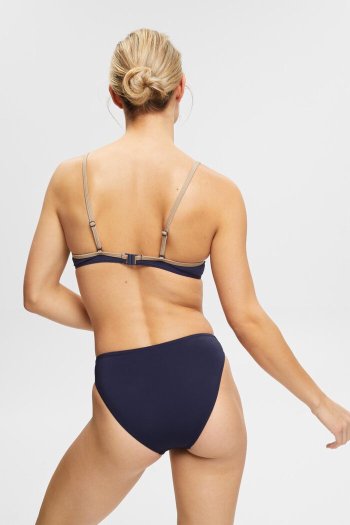 Trefarvet polstret bikinitop med bøjle, NAVY, detail image number 2