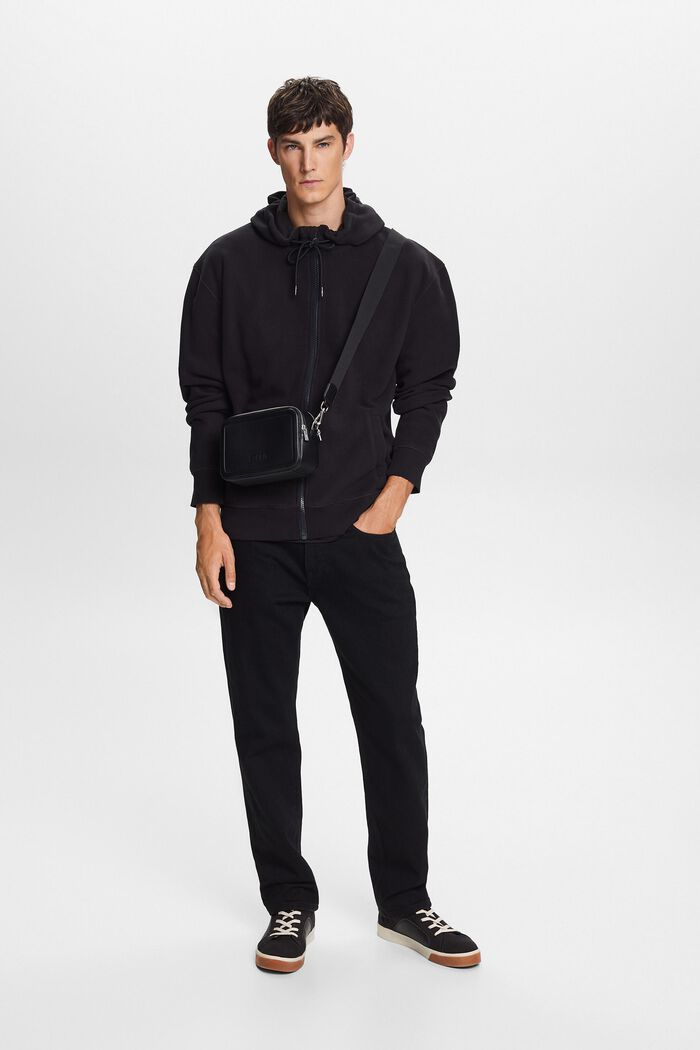 Fleece-sweatshirt med hætte, BLACK, detail image number 0