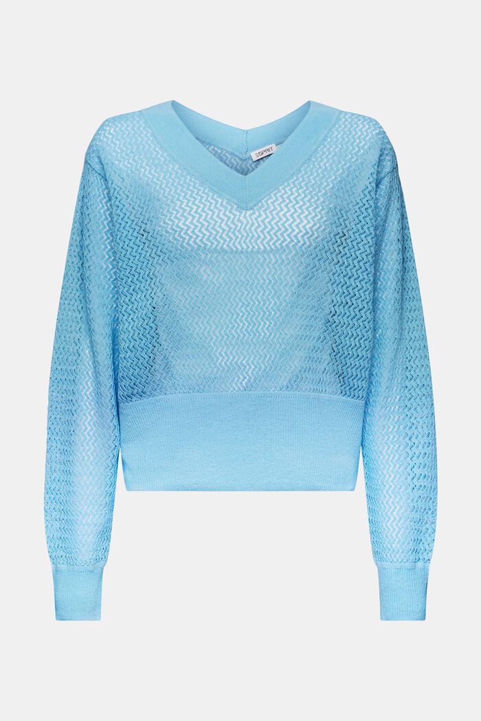 Struktureret sweater med V-hals, LIGHT TURQUOISE, detail image number 5
