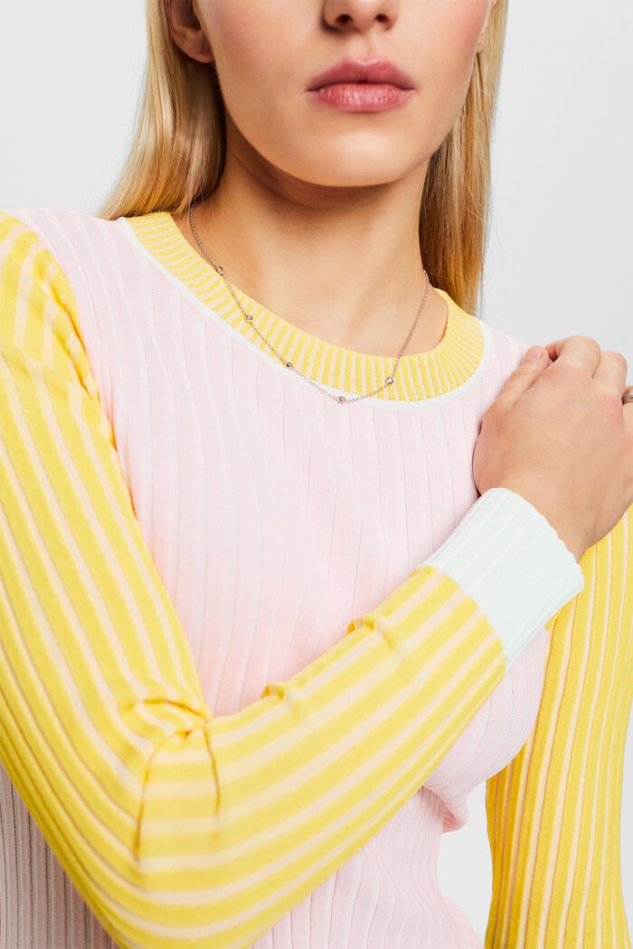 Ribbet sweater med farveblokering, PASTEL PINK, detail image number 2