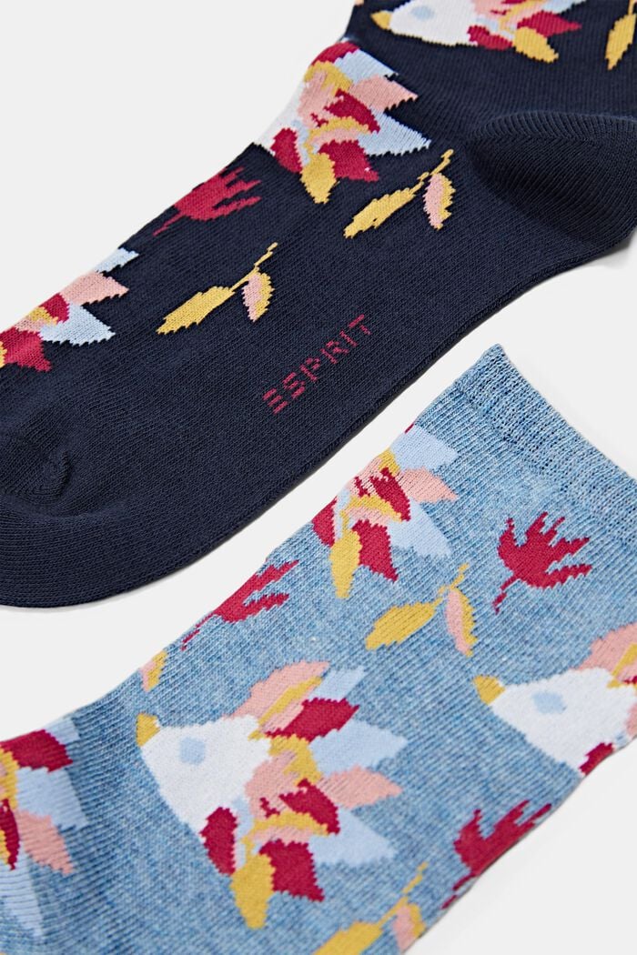 Pakke med 2 par sokker i økologisk bomuldsblanding, NAVY/LIGHT BLUE, detail image number 1