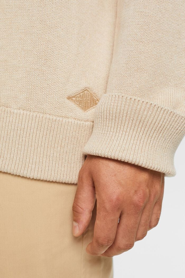 Sweater i bomuld med rund hals, SAND, detail image number 2