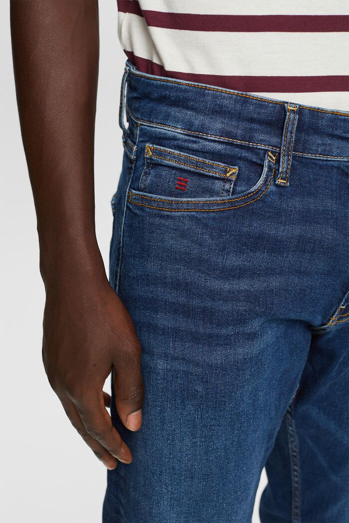 Slim jeans med mellemhøj talje, BLUE DARK WASHED, detail image number 2