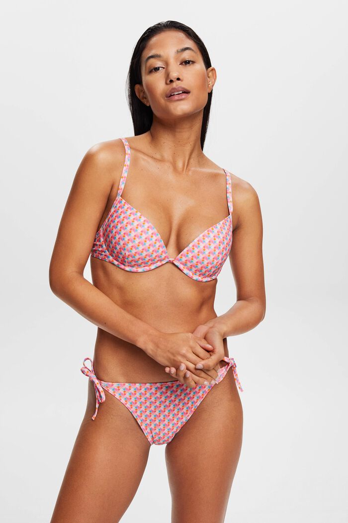 Multifarvede bikinitrusser med bindebånd, PINK FUCHSIA, detail image number 0