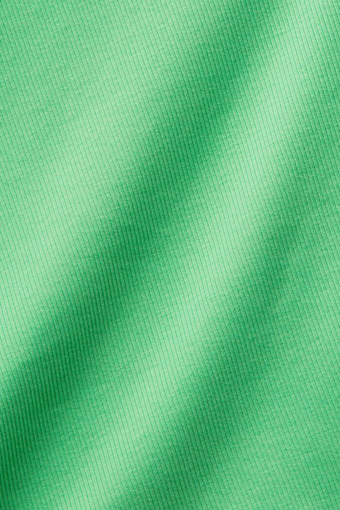 Cropped, ribbet T-shirt i bomuld, CITRUS GREEN, detail image number 5