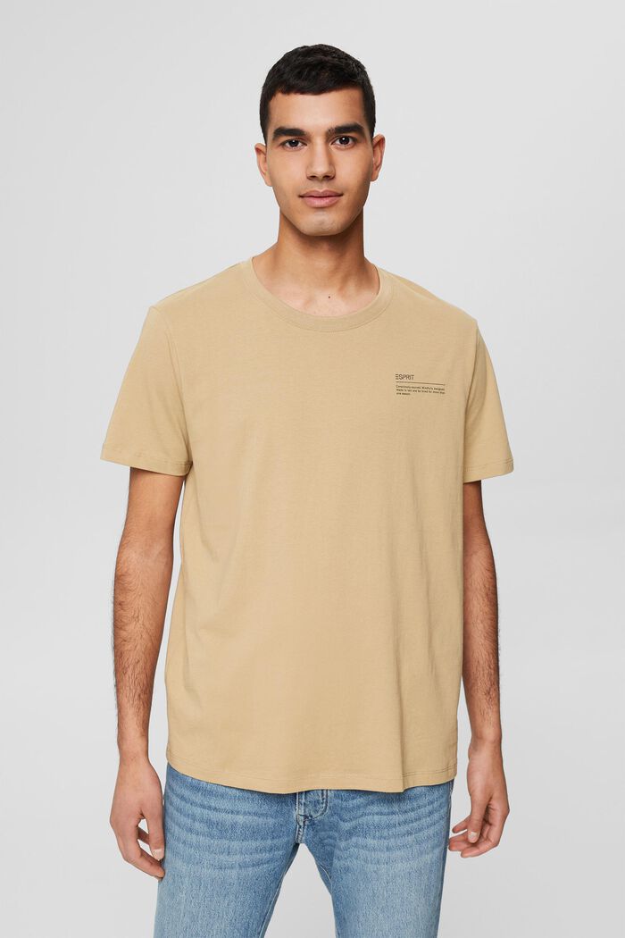 T-shirt i jersey med print, 100% økologisk bomuld, BEIGE, detail image number 0