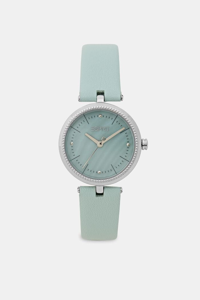 Watch with Leather, LIGHT GREEN, detail image number 0