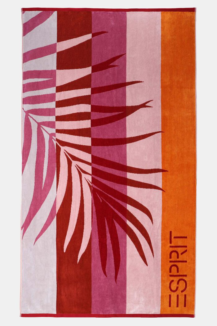 Stribet håndklæde med palmeblad, ROSE, detail image number 0