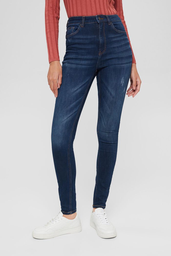 Superstretch-jeans, økologisk bomuld, BLUE DARK WASHED, detail image number 0