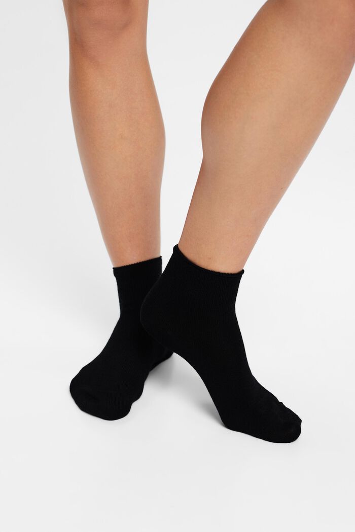 Pakke med 2 par sokker med blondemønster, uldmiks, BLACK, detail image number 2