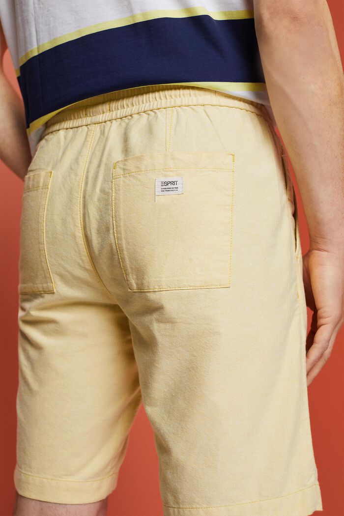 Pull on-shorts i twill, 100 % bomuld, DUSTY YELLOW, detail image number 4