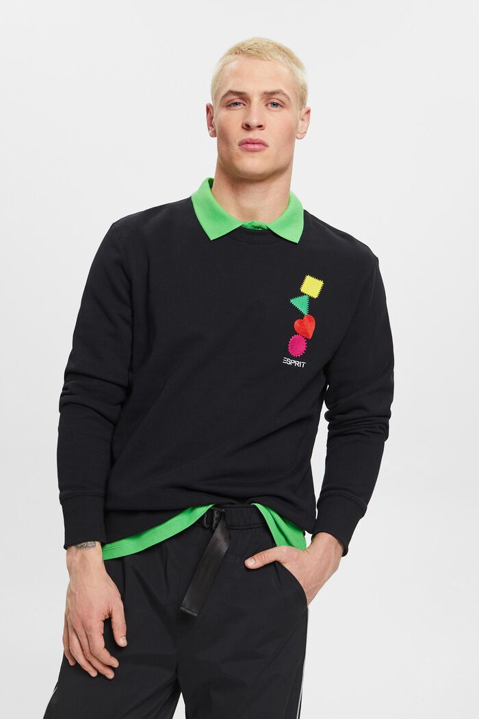 Sweatshirt med broderet logo, BLACK, detail image number 0