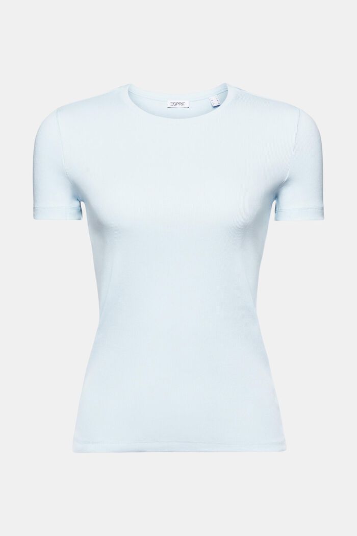 T-shirt i bomuldsjersey med rund hals, PASTEL BLUE, detail image number 6