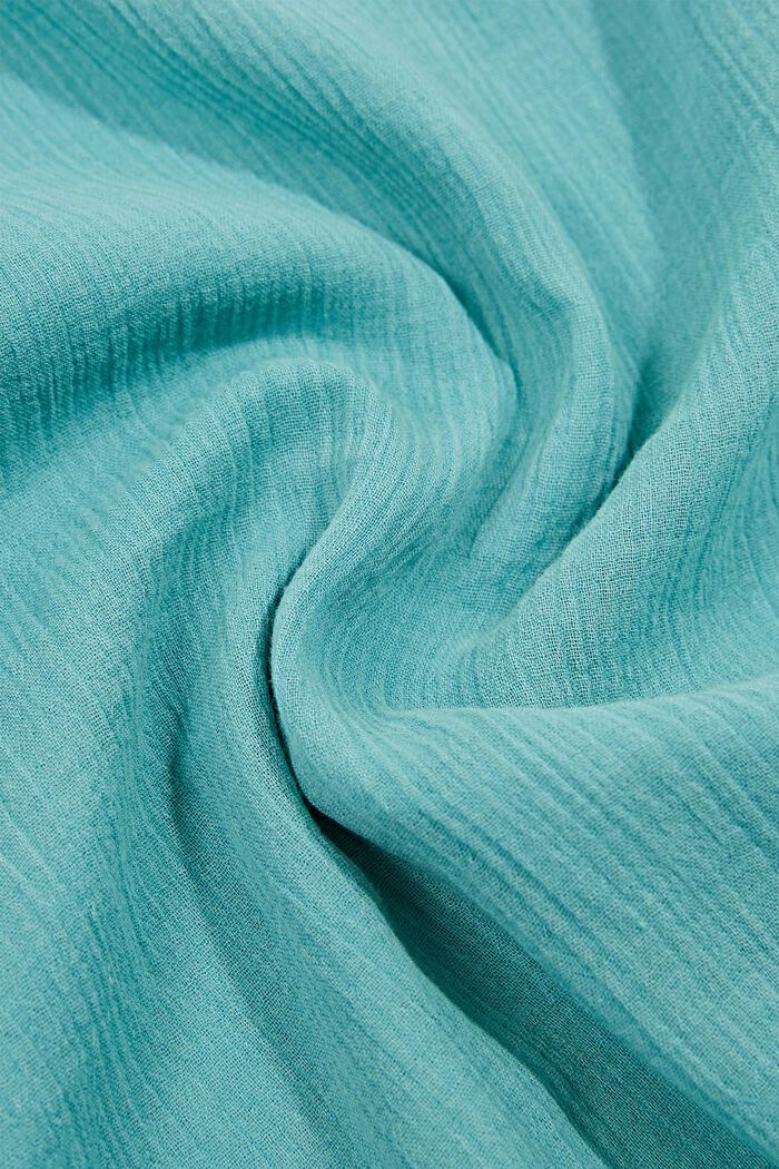 Tyndt tørklæde af 100% økologisk bomuld, TURQUOISE, detail image number 2