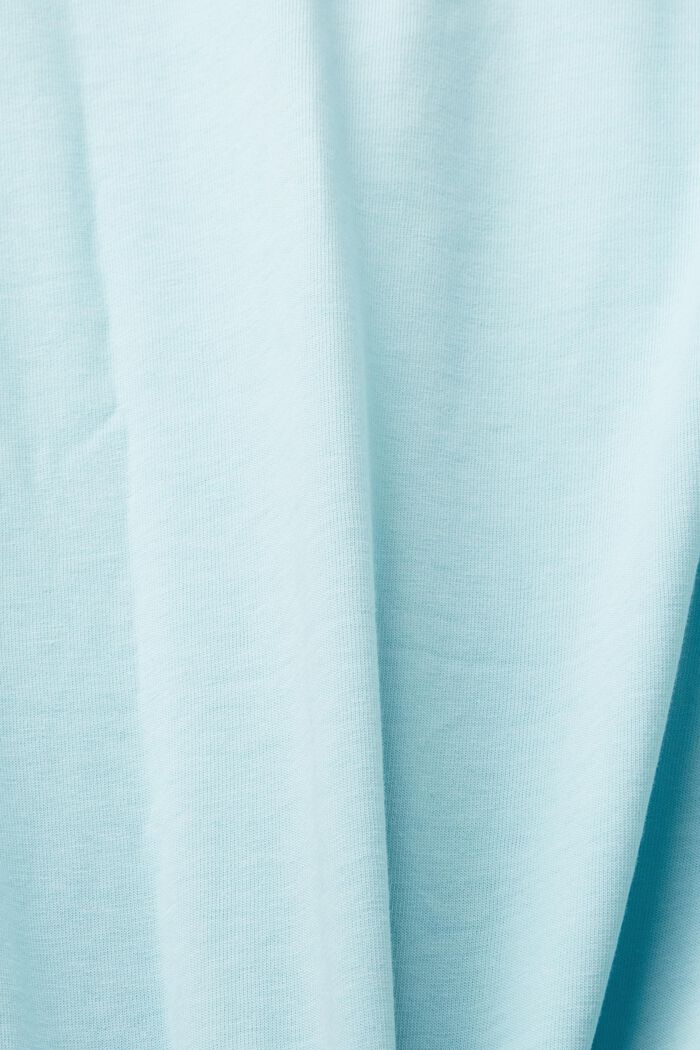 Jersey-T-shirt med print, 100 % bomuld, LIGHT TURQUOISE, detail image number 4