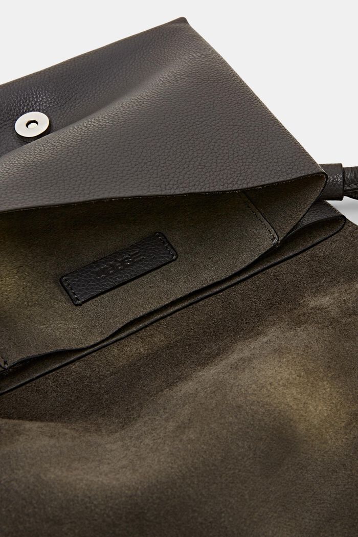 Lille lædertaske med klap, DARK GREY, detail image number 3