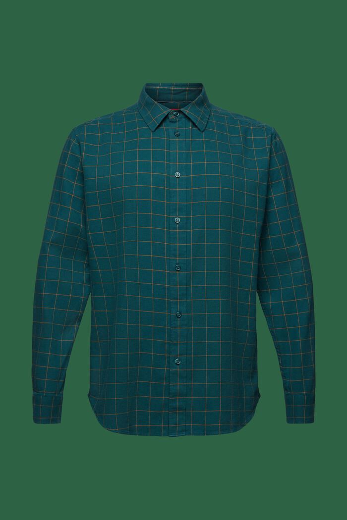 Ternet regular fit-skjorte i flonel, EMERALD GREEN, detail image number 6