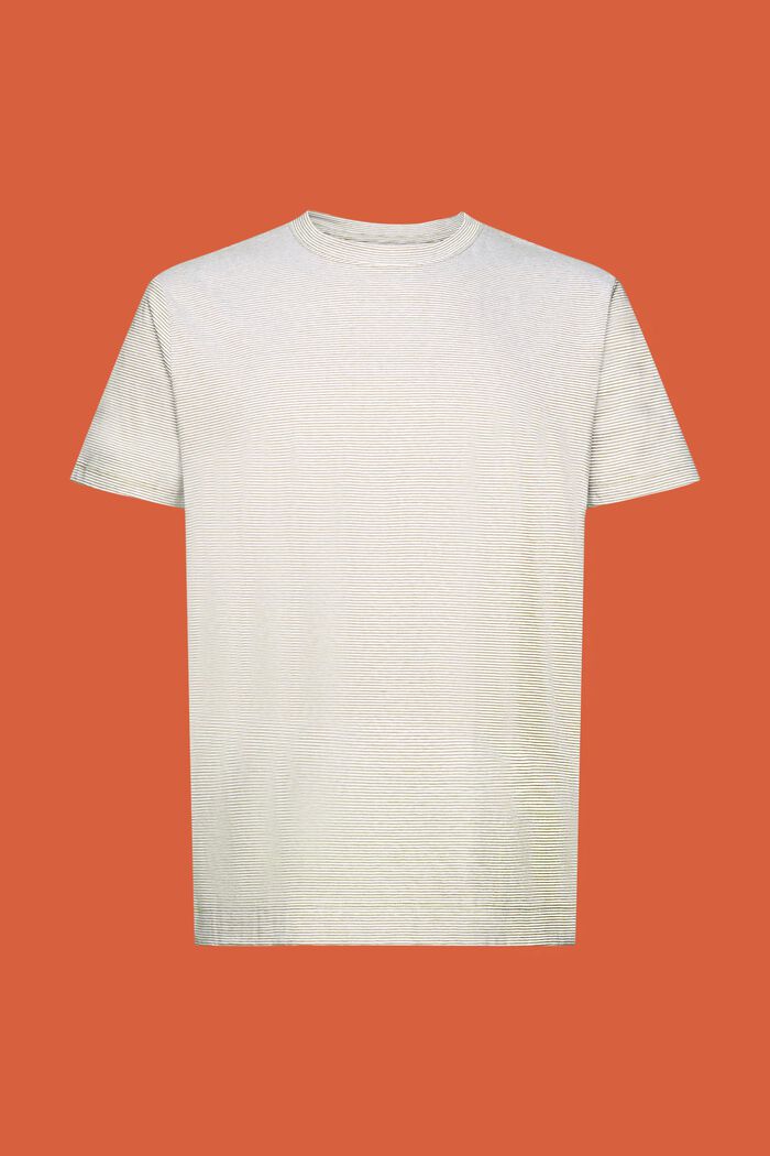 Stribet T-shirt i jersey, hør-/bomuldsmiks, LEAF GREEN, detail image number 6