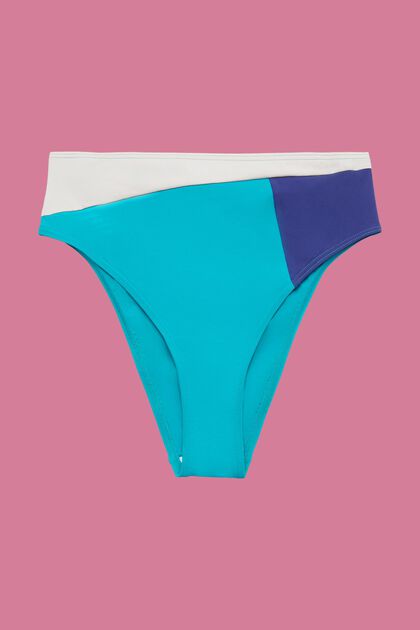 Bikinitrusser med høj talje og farveblok-design
