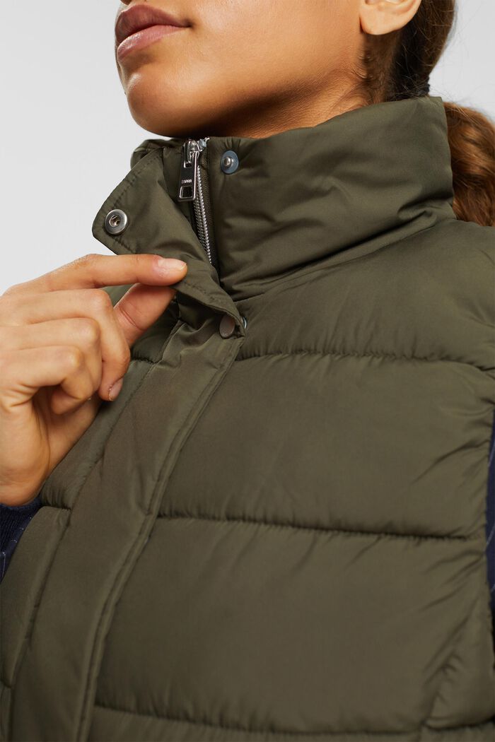 Cropped quiltet bodywarmer, KHAKI GREEN, detail image number 2
