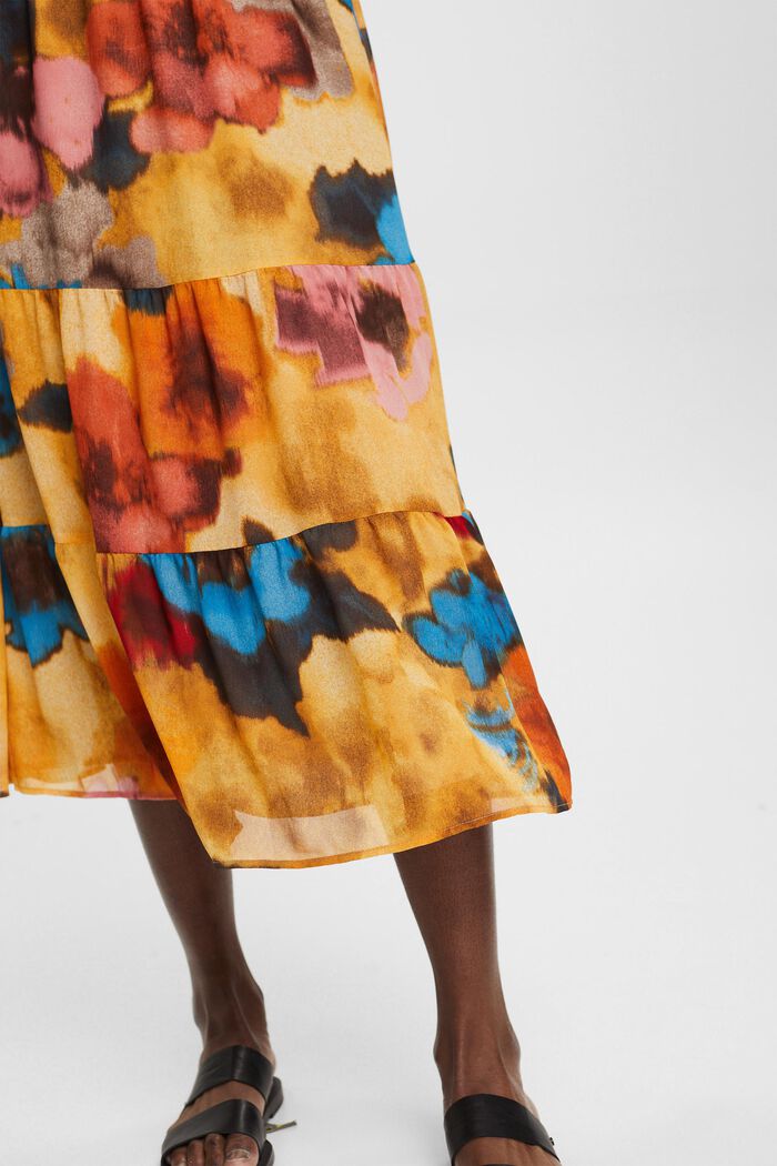 Lagdelt maxi-kjole med print, TAUPE, detail image number 4