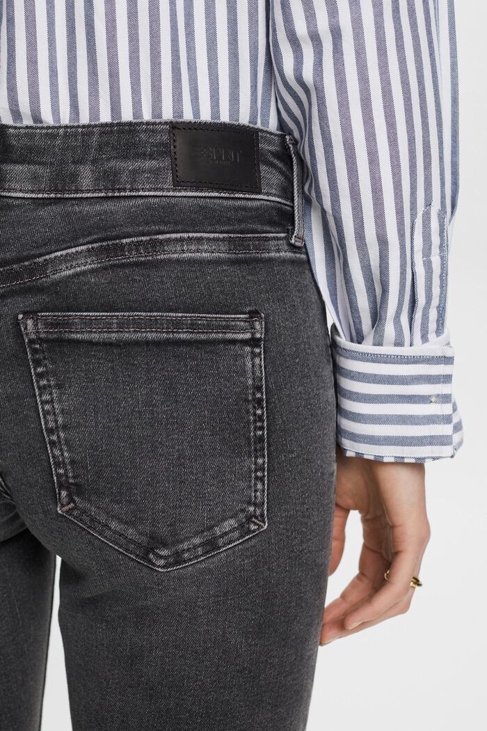 Slim jeans med mellemhøj talje, BLACK DARK WASHED, detail image number 4