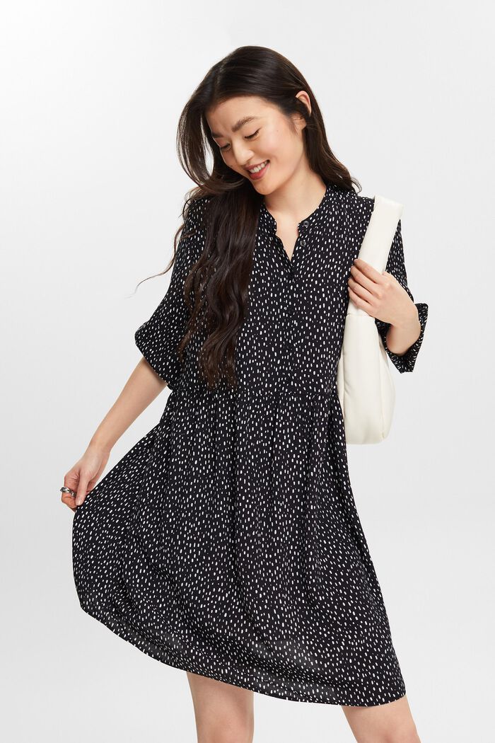 Mønstret kjole, LENZING™ ECOVERO™, BLACK, detail image number 0