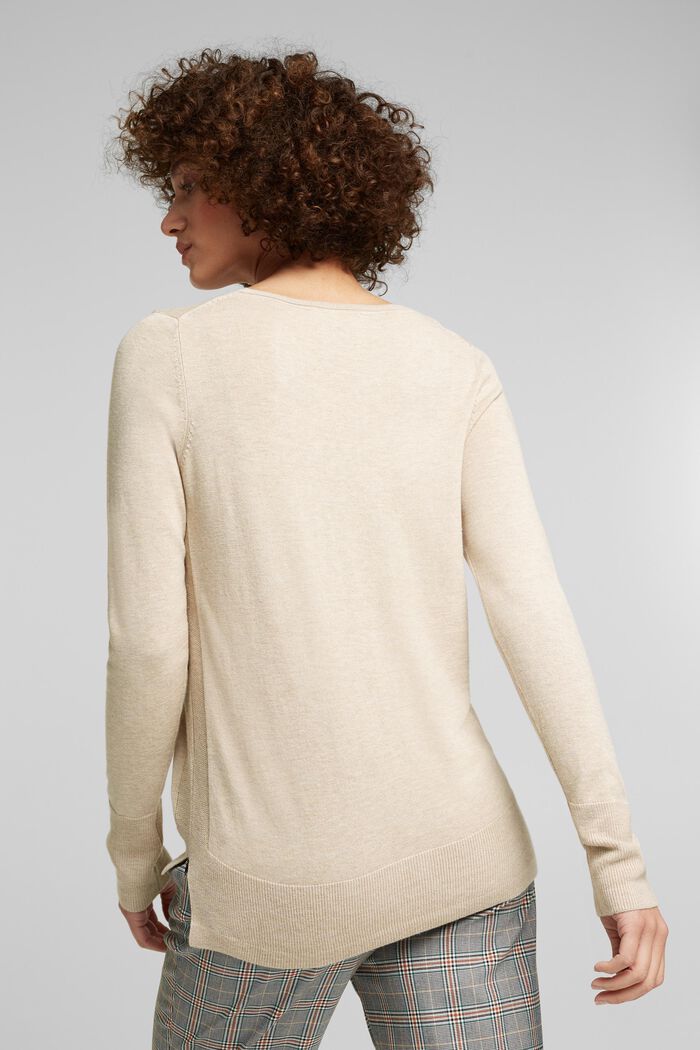Pullover med længere ryg, økologisk bomuldsblanding, SAND, detail image number 3