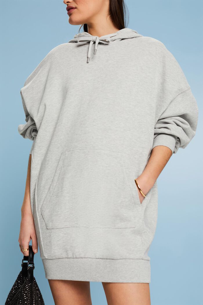 Oversized sweatshirtkjole med hætte, LIGHT GREY, detail image number 3