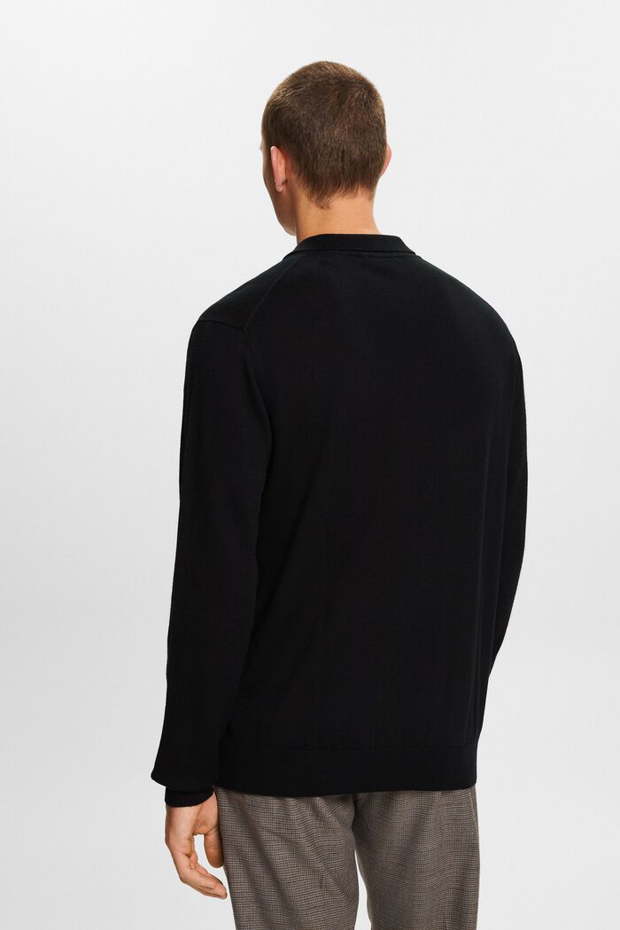 Polosweater i uld, BLACK, detail image number 3
