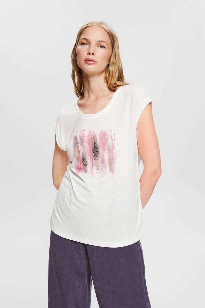 T-shirt med glitterprint, LENZING™ ECOVERO™