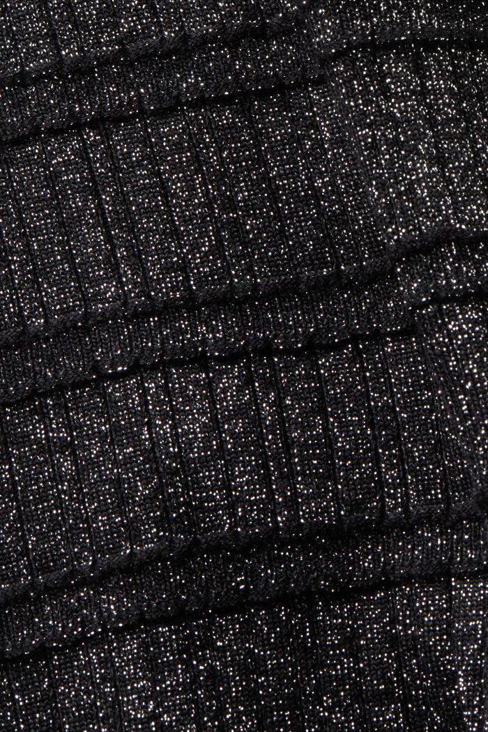 Cropped lamé-sweater med høj hals, BLACK, detail image number 5
