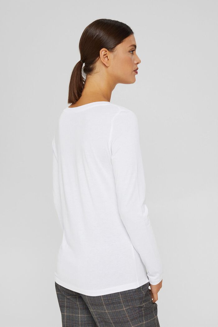 Pakke med 2 langærmede T-shirt af økologisk bomuldsblanding, WHITE, detail image number 2