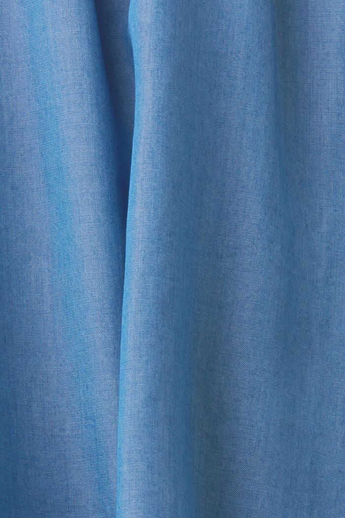 Ærmeløs bluse i imiteret denim med flæser i halsen, BLUE MEDIUM WASHED, detail image number 6