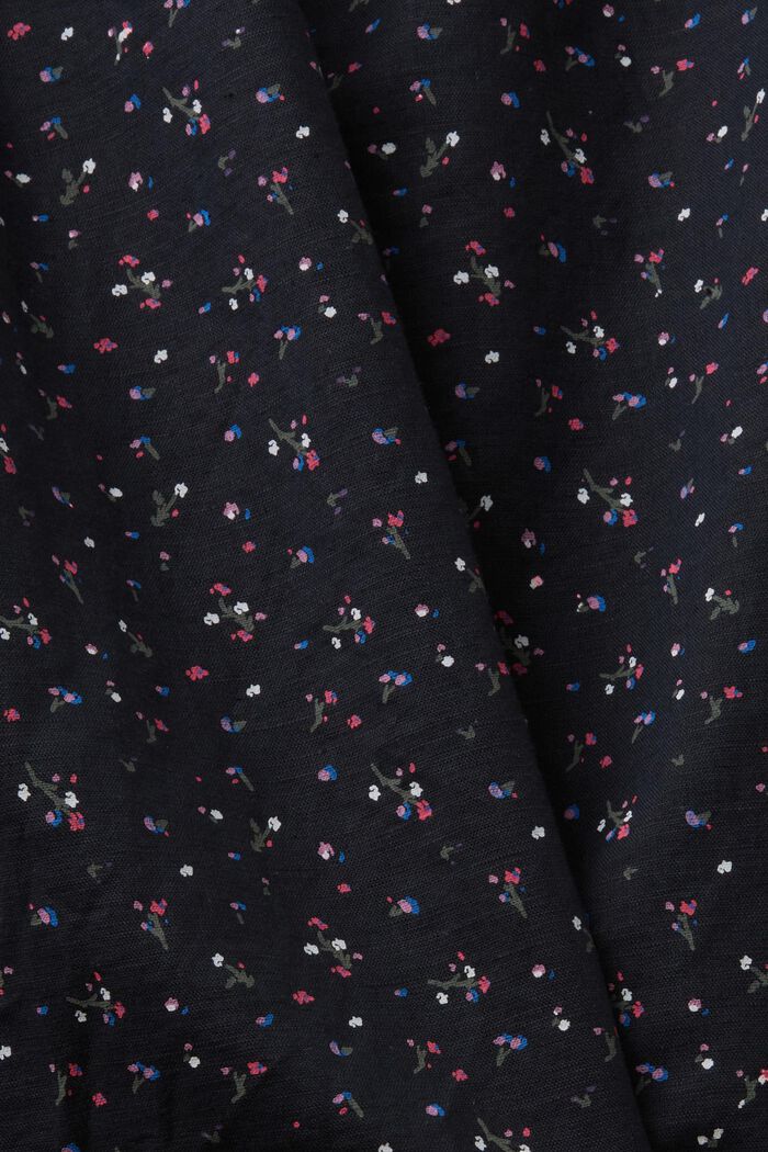 Ærmeløs bluse i hørmiks med blomsterprint, BLACK, detail image number 5