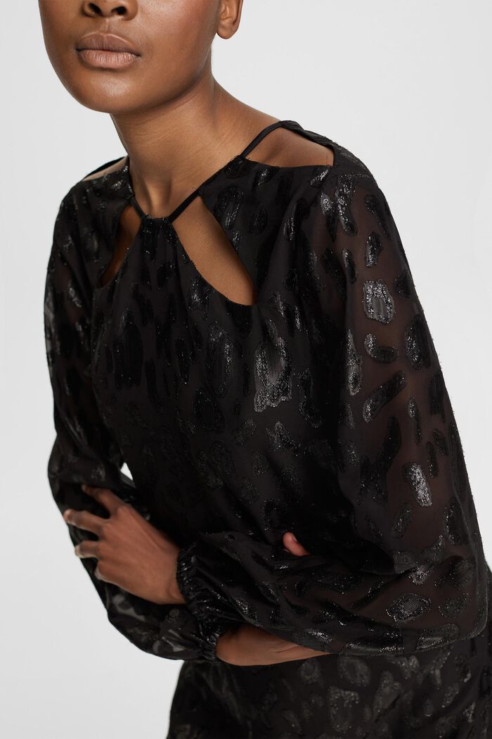 Mønstret kjole med glimmereffekt, BLACK, detail image number 2