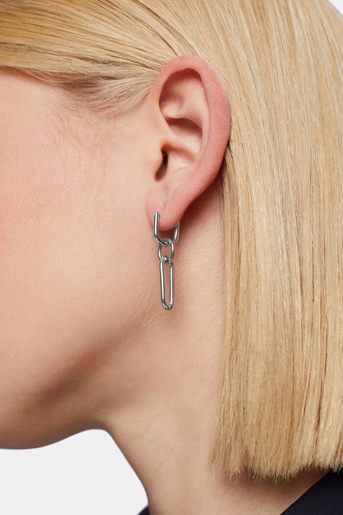 Link-øreringe, rustfrit stål, SILVER, detail image number 2