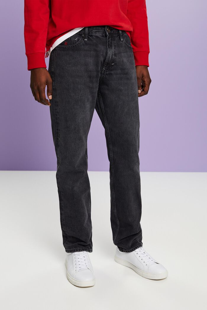 Lige jeans med mellemhøj talje, GREY DARK WASHED, detail image number 0