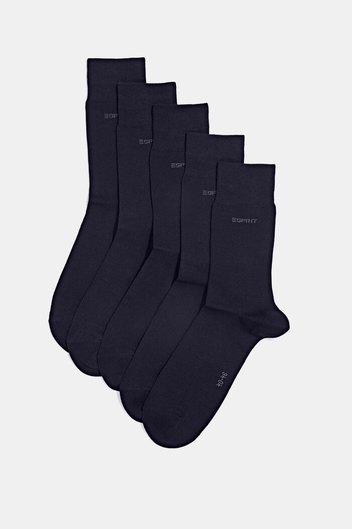 Pakke med 5 par sokker, økologisk bomuldsblanding, MARINE, detail image number 0